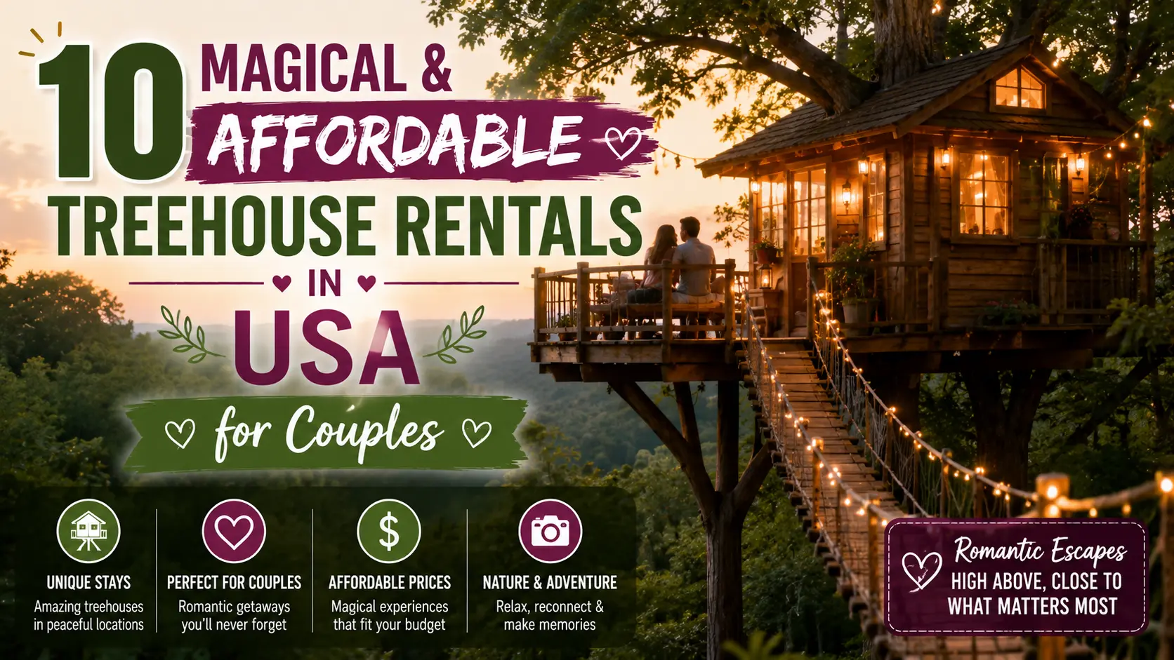 10 Magical & Affordable Treehouse Rentals in USA for Couples
