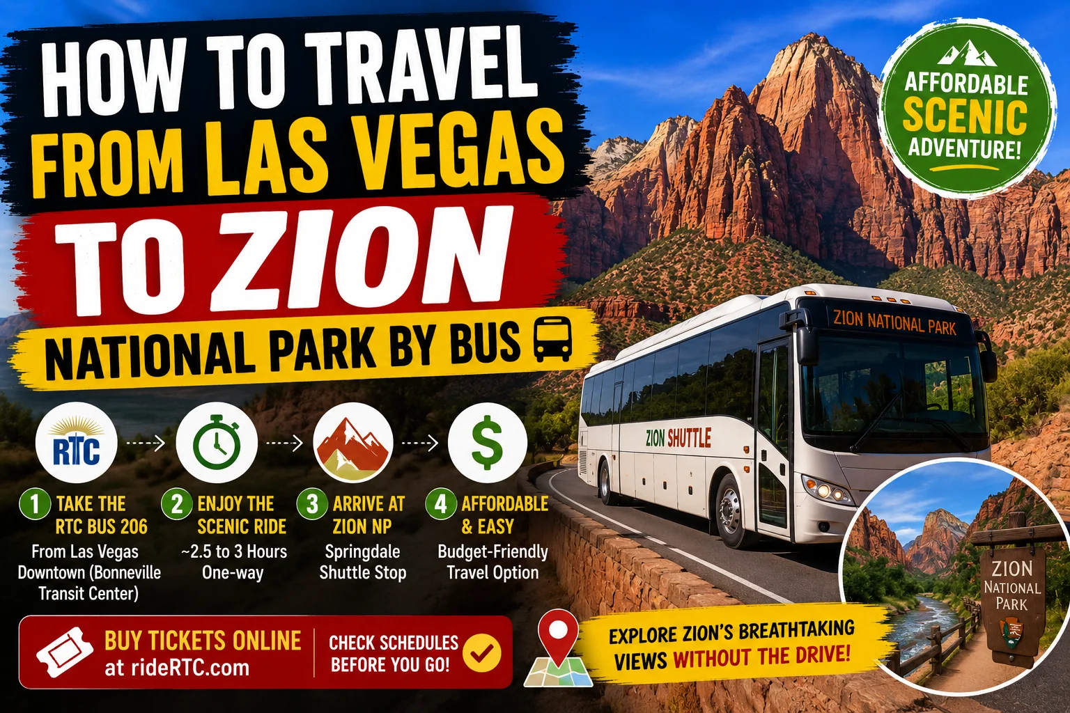 how to travel from las vegas to zion national park by bus