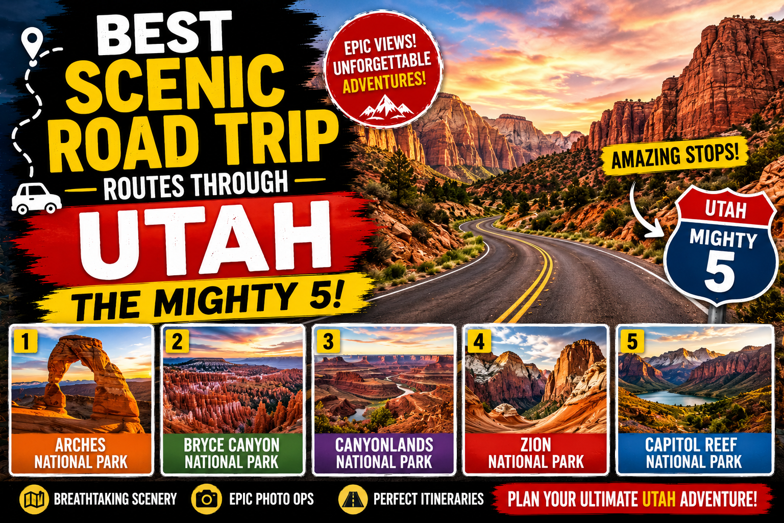 best scenic road trip routes through utah mighty 5