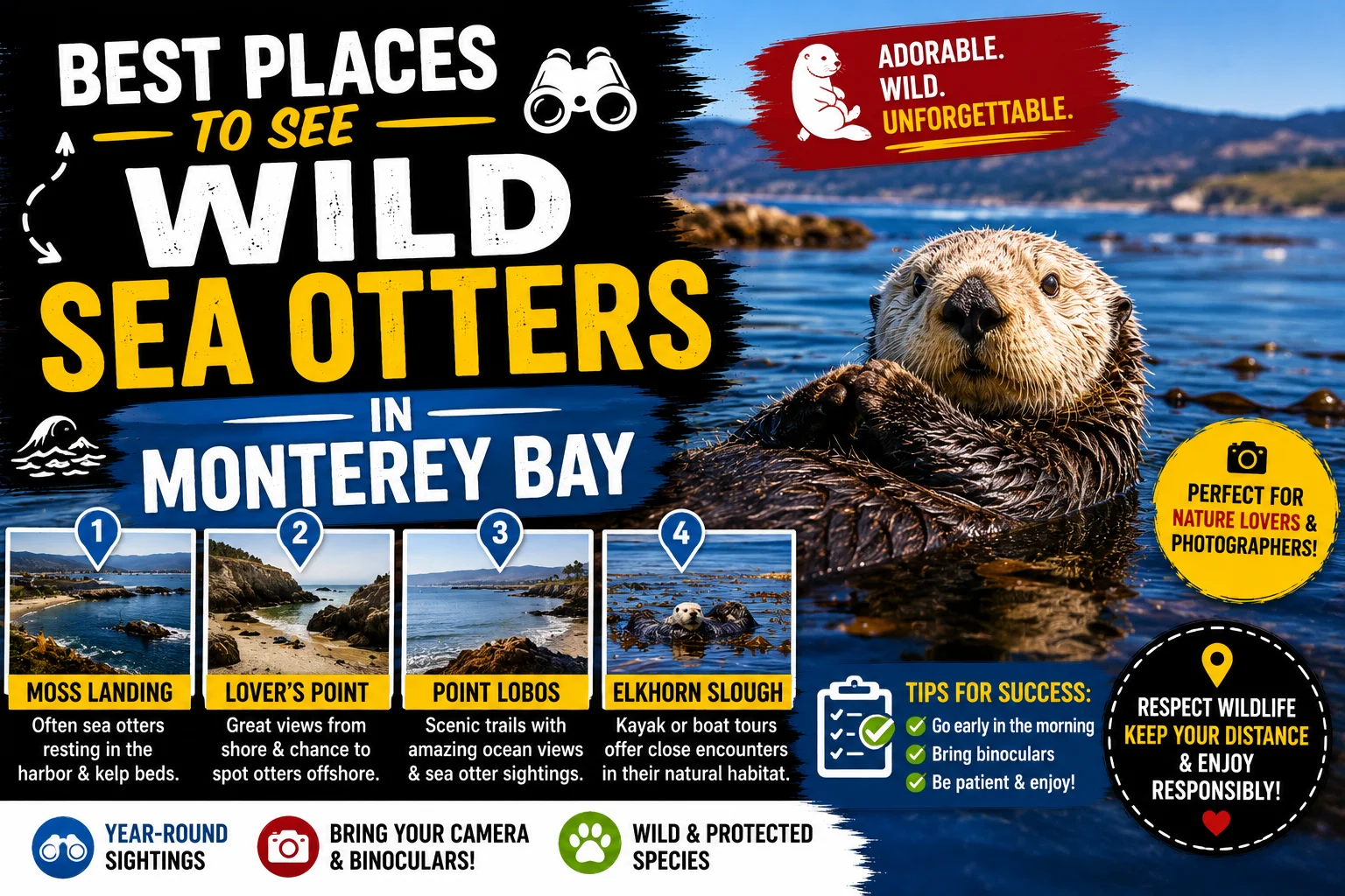 best places to see wild sea otters in monterey bay