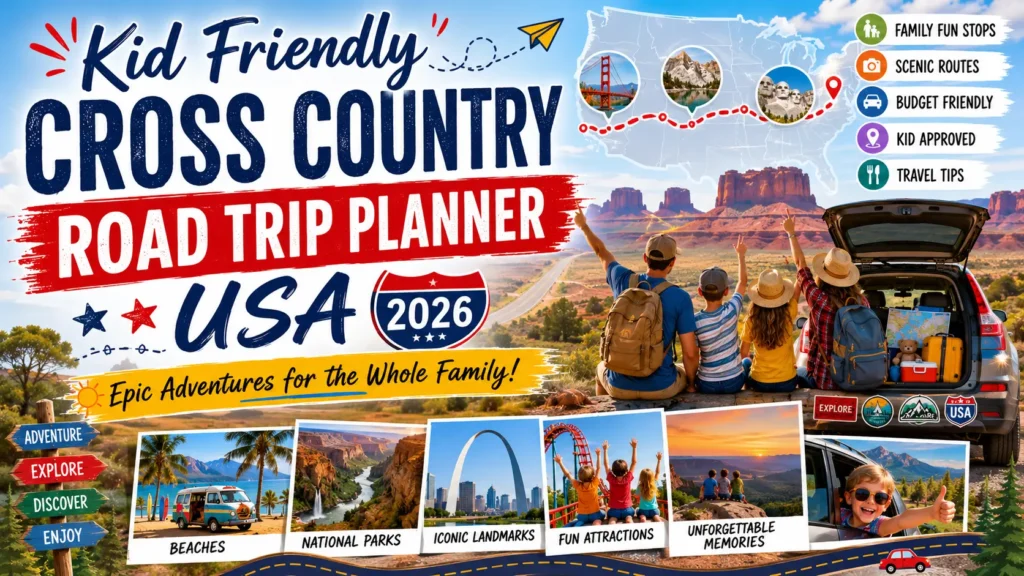 Kid Friendly Cross Country Road Trip Planner USA 2026