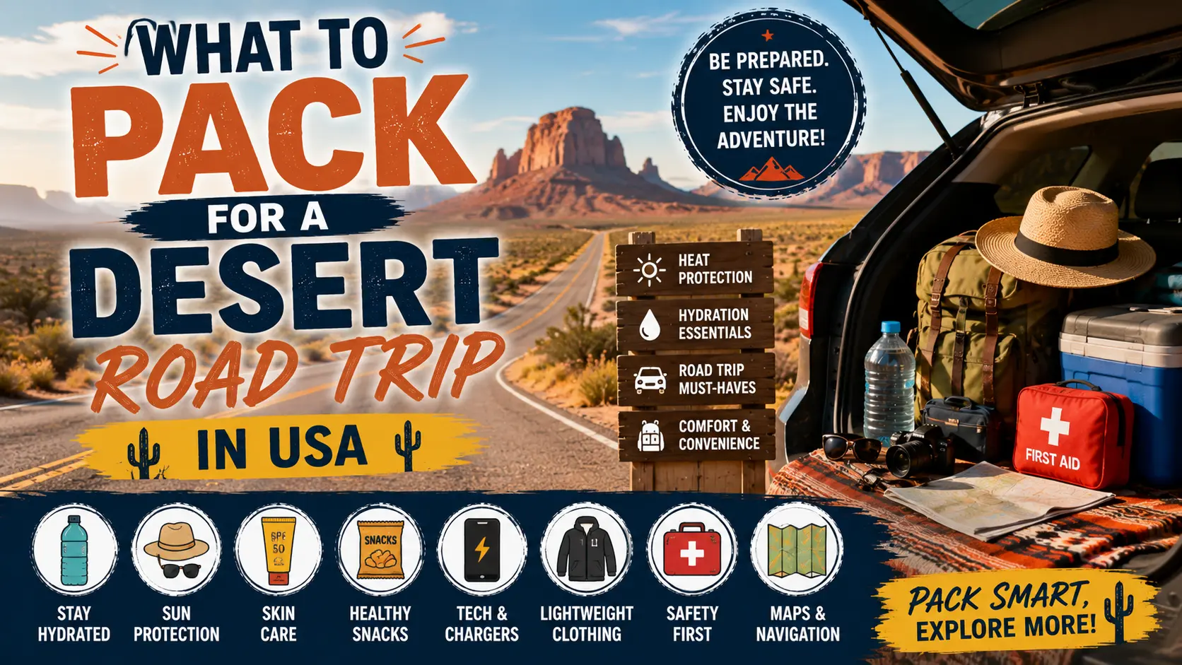 What to Pack for a Desert Road Trip in USA