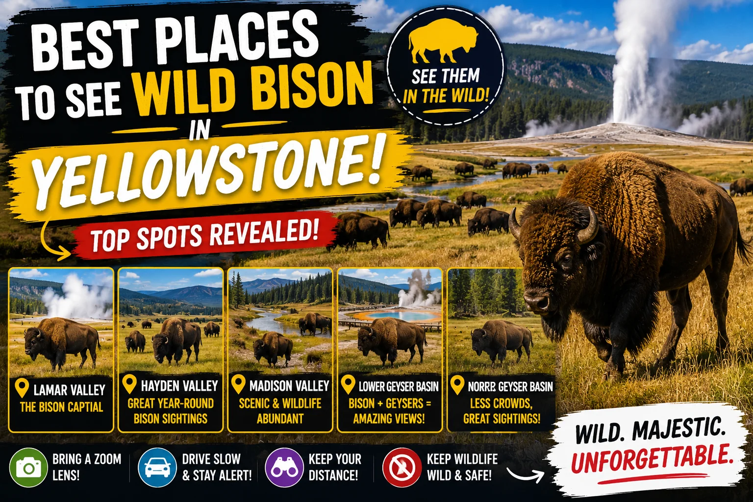 Best Places to See Wild Bison in Yellowstone