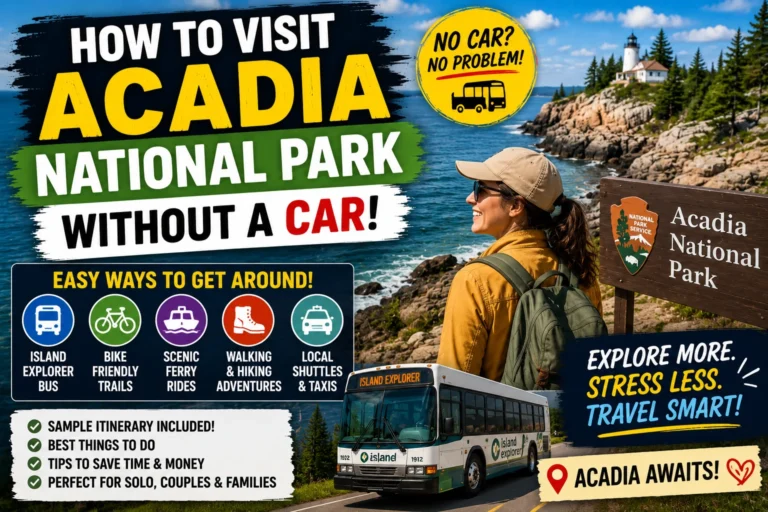 how to visit acadia national park without a car