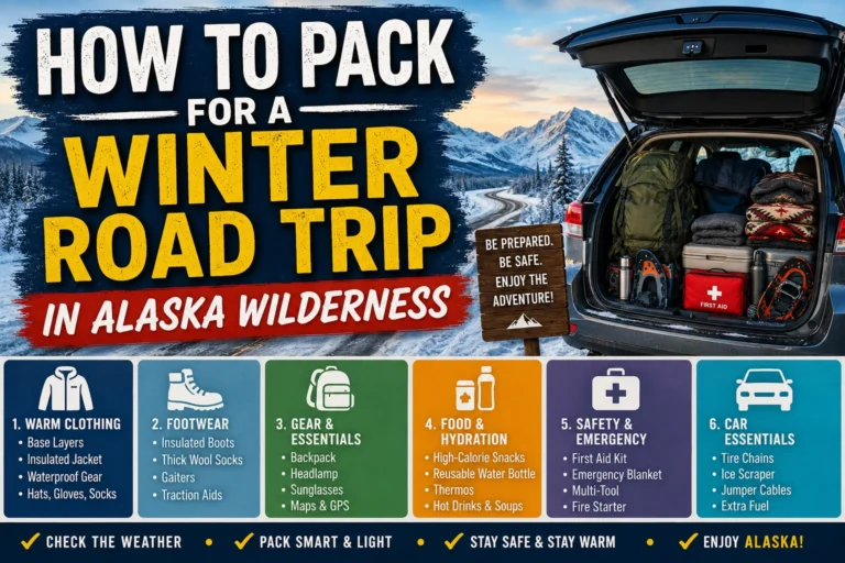 how to pack for a winter road trip in alaska wilderness