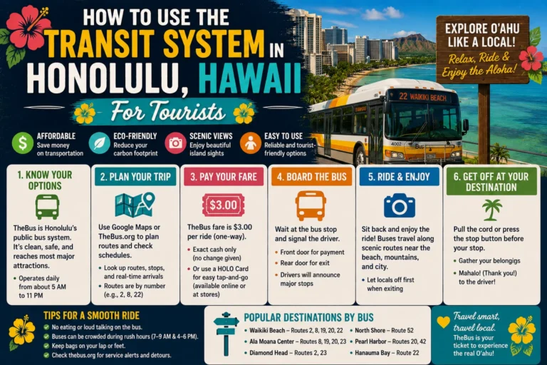 how to use the transit system in honolulu hawaii for tourists