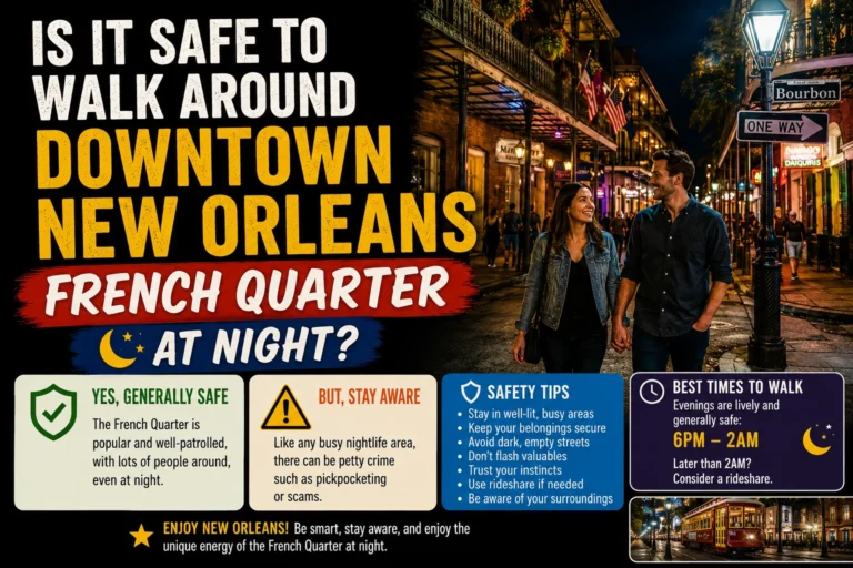 is it safe to walk around downtown new orleans french quarter at night