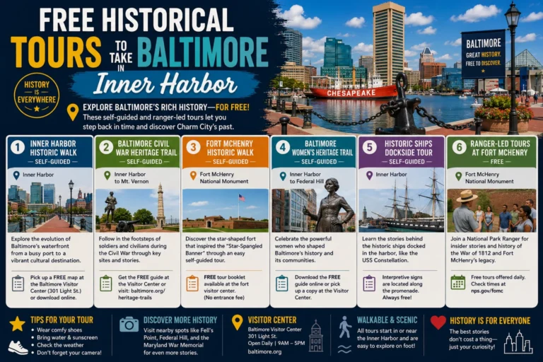 free historical tours to take in baltimore inner harbor